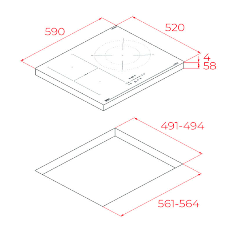 Placa de inducción Flex Teka IBF 63210 SSM BK – 60 cm, 3 zonas, 7.400 W