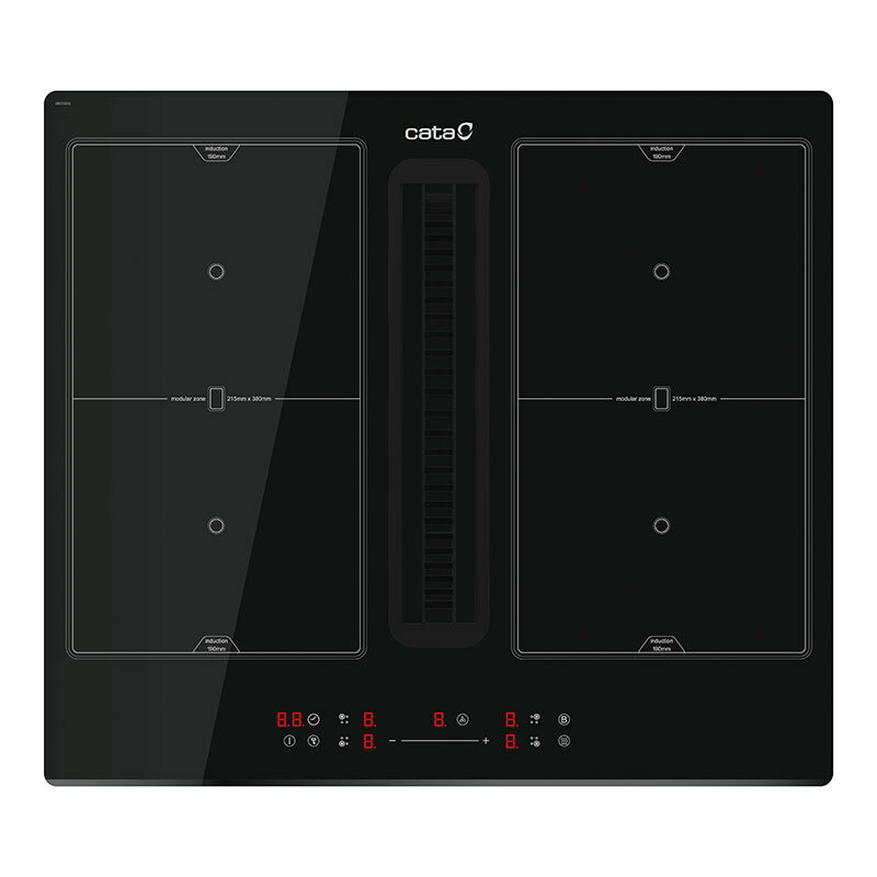 Placa de inducción con campana integrada CATA IAS6024BKSL1 – 59 cm, 4 zonas Flex, Clase A+