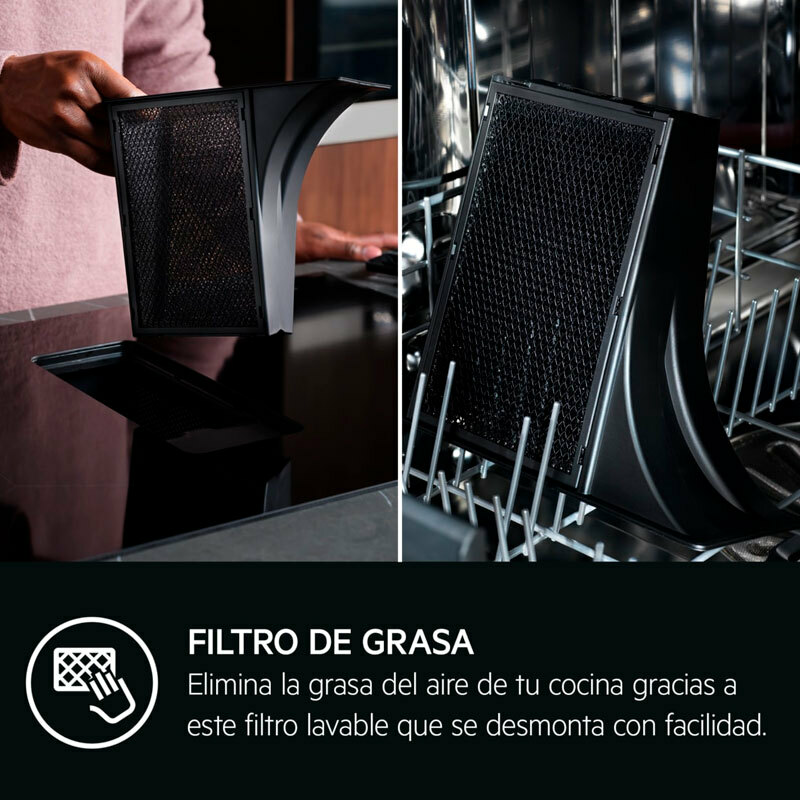 Placa de inducción con campana integrada AEG TH84CB03FB – 80 cm, Zona flexible, A+