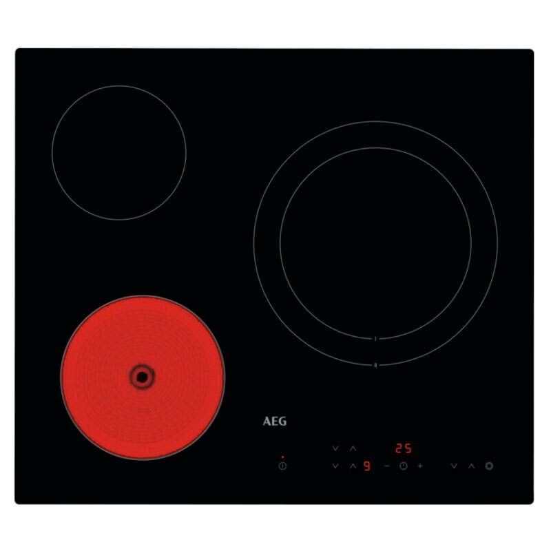 Placa vitrocerámica AEG HRB63321CK – 60 cm, 3 zonas (27 cm), Control táctil