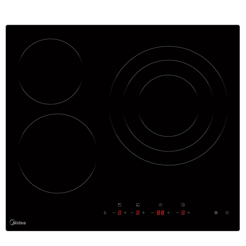 Placa vitrocerámica Midea MCH522T219K0 – 3 zonas, 6200 W, Control táctil