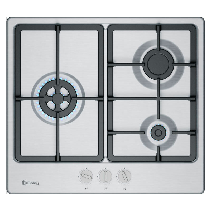 Placa de gas Balay 3ETX563CB – Inox, 3 quemadores, GasStop