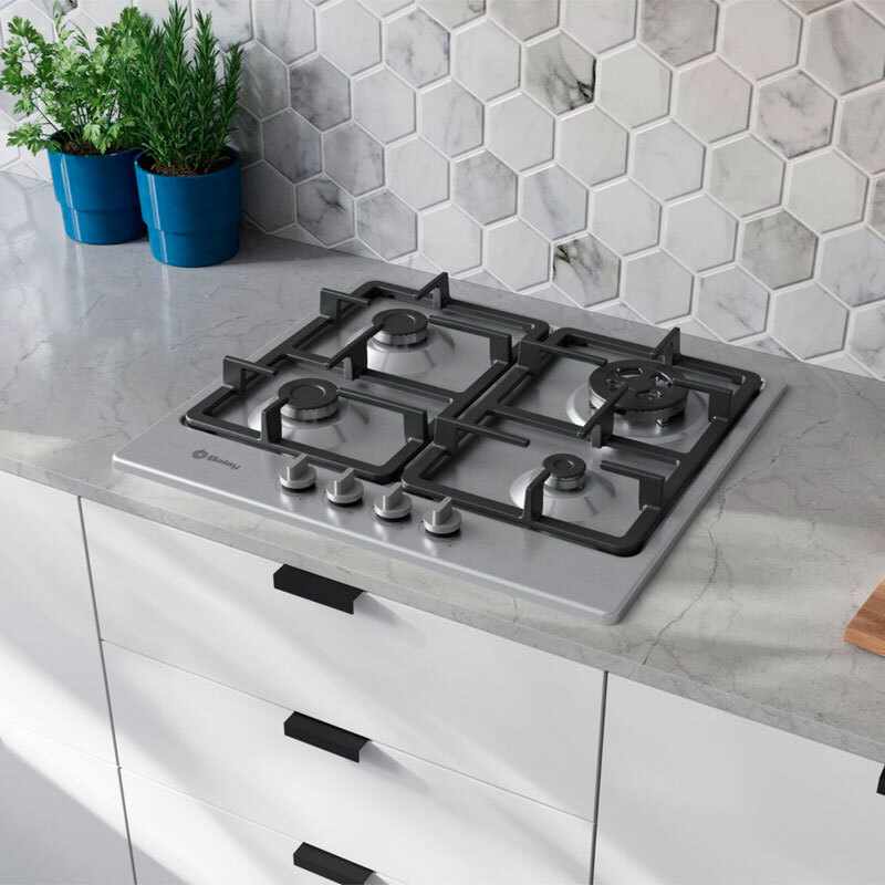Placa de gas Balay 3ETX565CB – 60 cm Inox, 4 quemadores, GasStop autoencendido