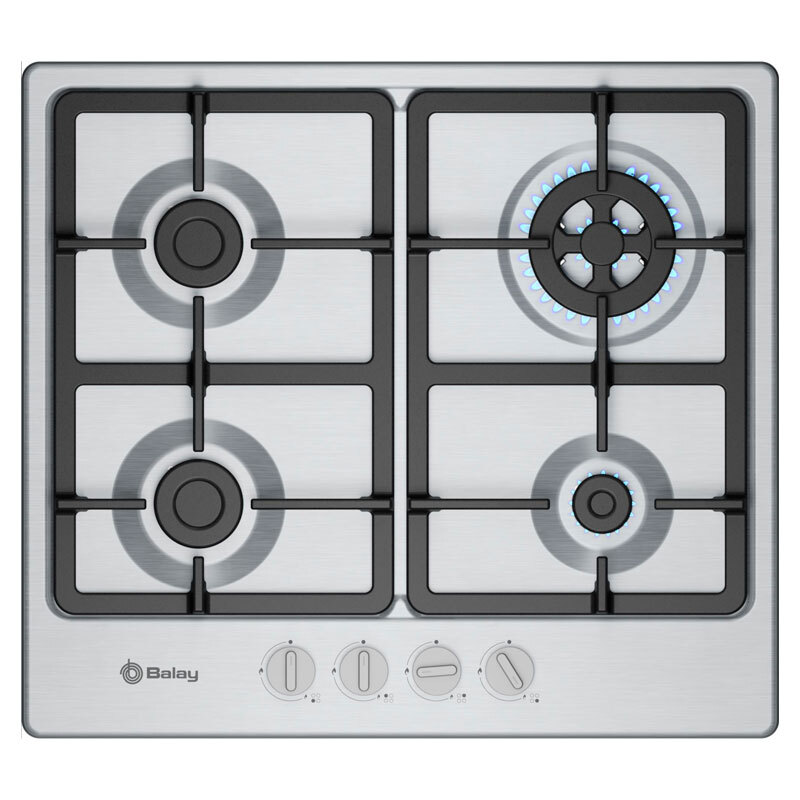 Placa de gas Balay 3ETX565CB – 60 cm Inox, 4 quemadores, GasStop autoencendido