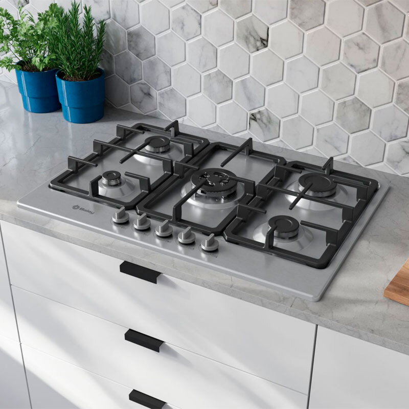 Placa de gas Balay 3ETX576CB – 75 cm, 5 quemadores, Quemador Wok doble llama