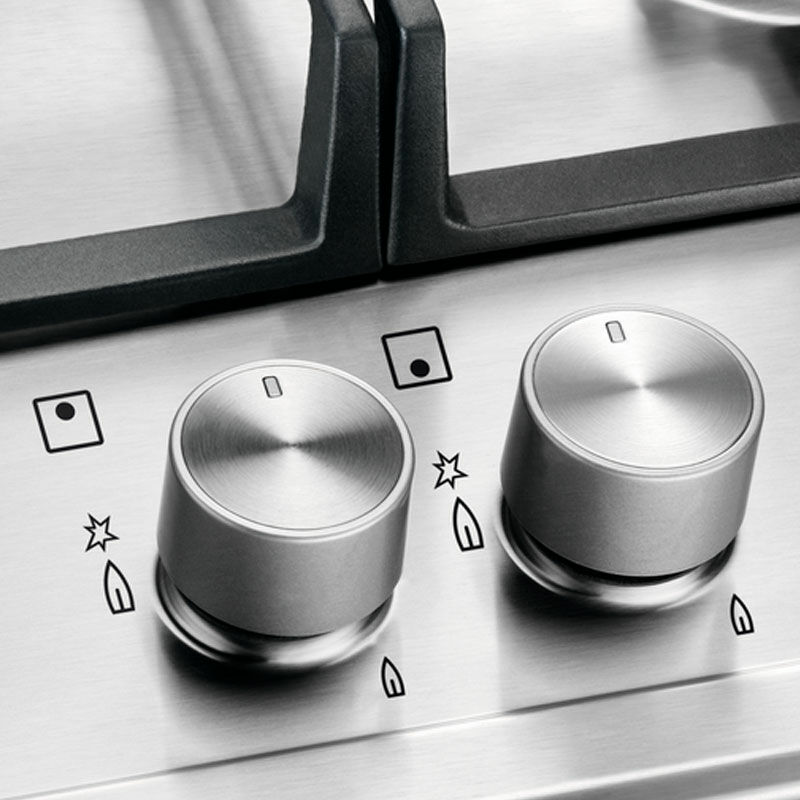 Placa de gas Electrolux EGH6333BOX – 60 cm, 3 quemadores (Wok+ultrarrápido), Acero inox antihuellas