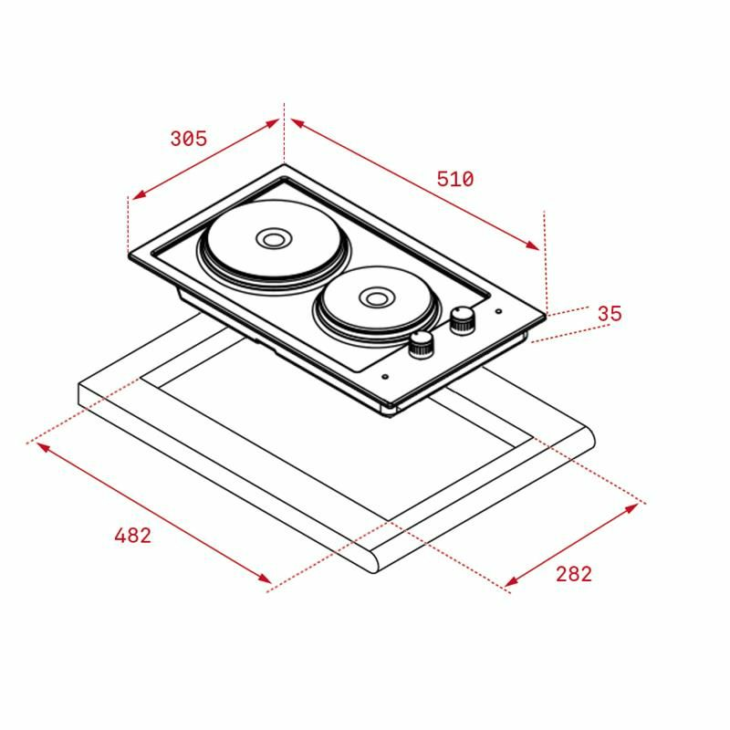 Placa vitrocerámica modular Teka EFX 30.1 2P – Acero inoxidable, 2 zonas 3.500 W, Bloqueo infantil