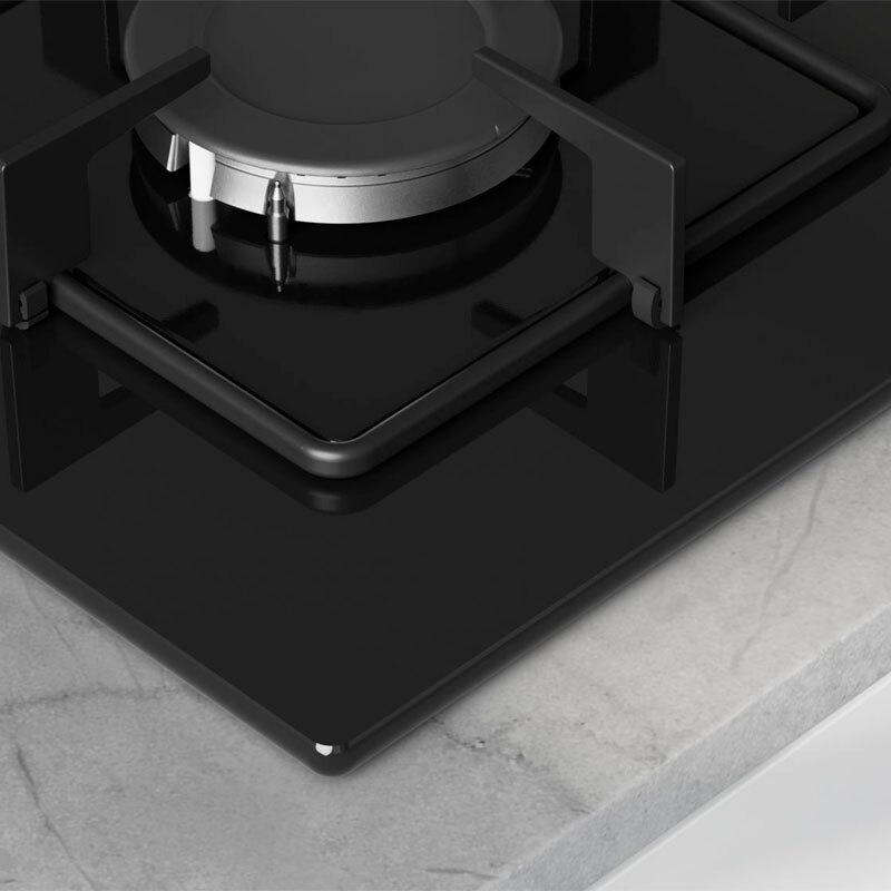 Placa de gas Balay 3ETG464SB – Cristal templado negro, 4 quemadores 7.500 W, Enrasada 59 cm