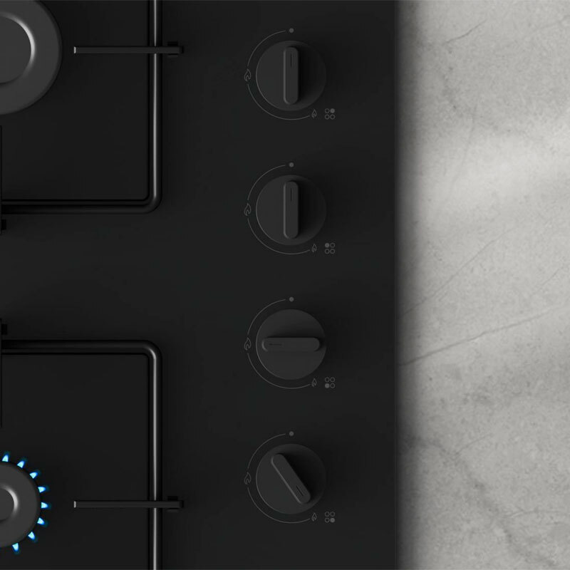 Placa de gas Balay 3ETG464SB – Cristal templado negro, 4 quemadores 7.500 W, Enrasada 59 cm