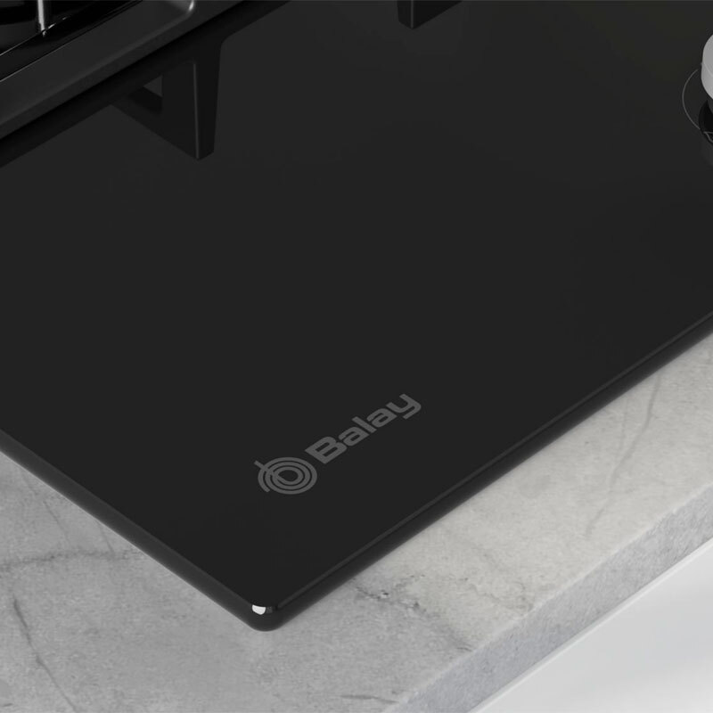 Placa de gas integrable Balay 3ETG563QB – Cristal templado negro, 3 quemadores (wok doble llama), GasStop