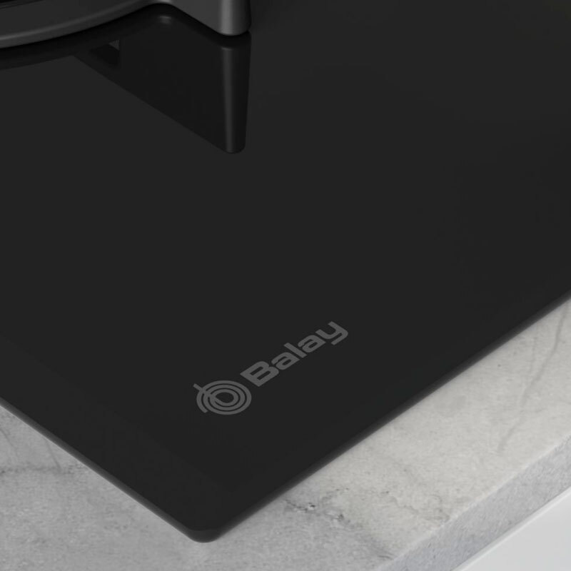 Placa de gas Balay 3ETG663RB – Cristal templado negro, 3 quemadores (Wok), Seguridad GasStop