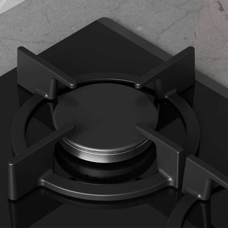 Placa de gas Balay 3ETG663RN – Cristal templado negro, 3 zonas (Wok doble llama), GasStop