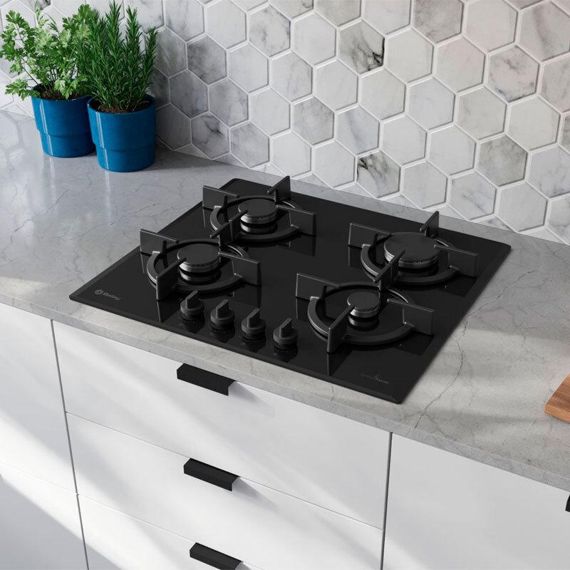 Placa de gas Balay 3ETG664RB – Cristal templado negro, 4 quemadores (zona 30 cm), GasStop