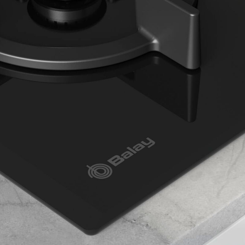 Placa de gas Balay 3ETG676RB – Cristal templado negro, 5 zonas (Wok), Seguridad GasStop