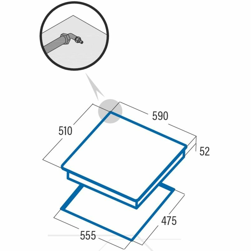 Placa de gas de cristal Cata CCI6021BK – 3 quemadores, cristal negro, válvula de seguridad