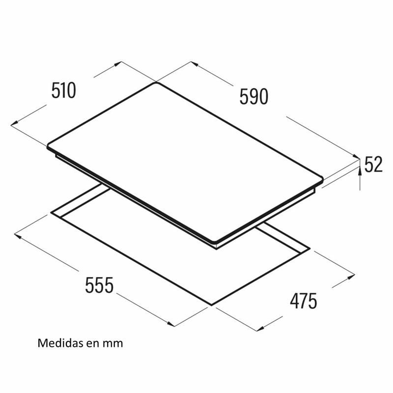 Encimera de gas Cata CCI 6031 BK – cristal negro, 4 quemadores, parrillas de hierro fundido