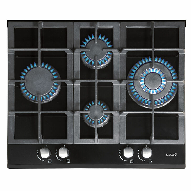 Encimera de gas Cata LCI 6031 BK – 4 quemadores, cristal templado negro, triple corona 3,5 kW