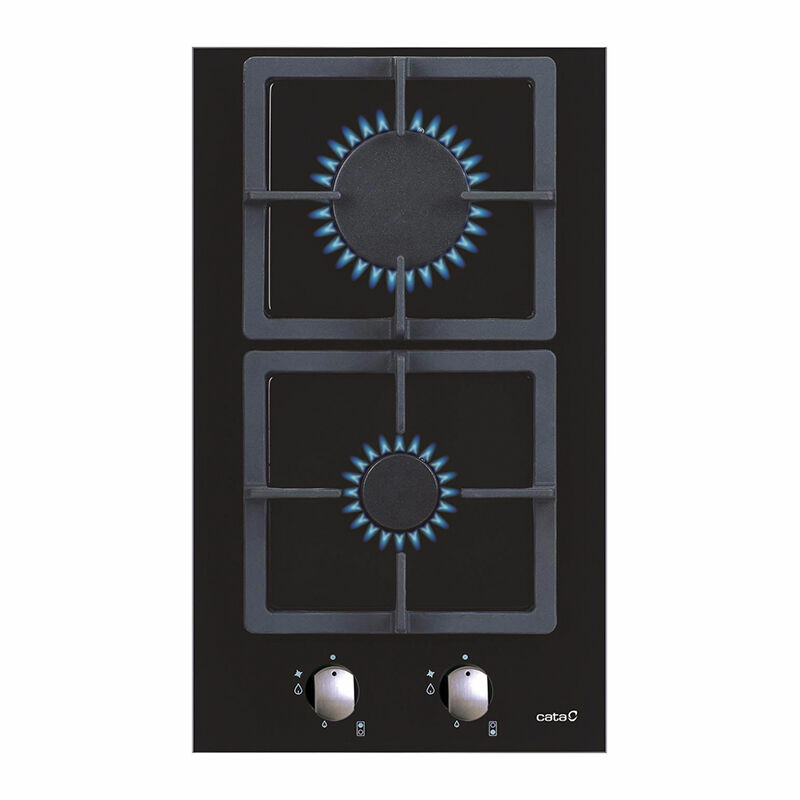 Placa de gas Cata SCI 3002 BK – Cristal negro 30 cm, 2 quemadores, 4 kW