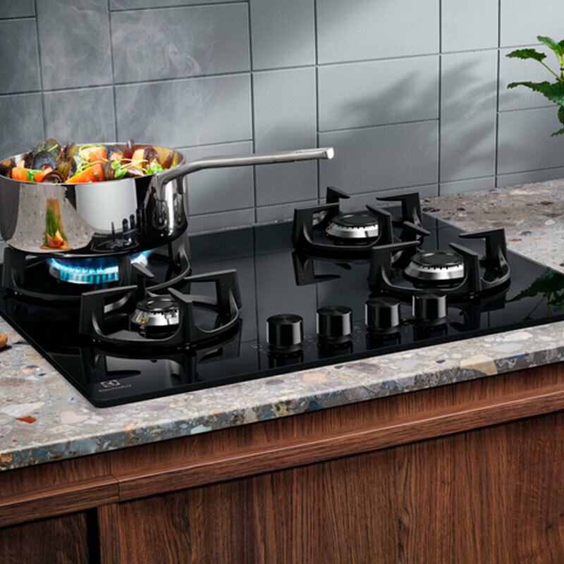 Placa de gas 60 cm Electrolux EGG64272K – Cristal negro, 4 quemadores SpeedBurner, mandos frontales 1-9