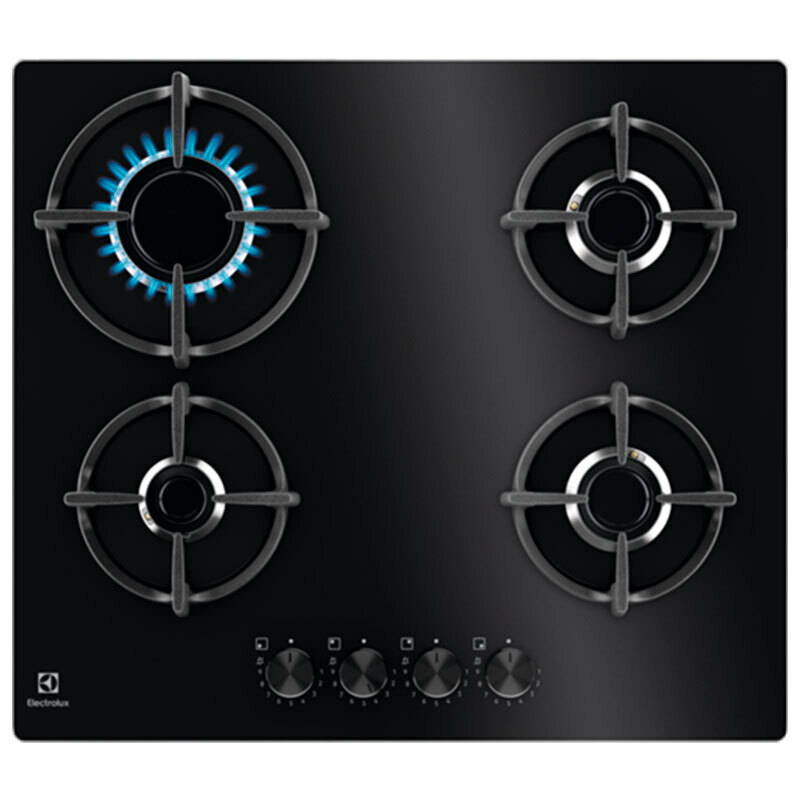 Placa de gas 60 cm Electrolux EGG64272K – Cristal negro, 4 quemadores SpeedBurner, mandos frontales 1-9
