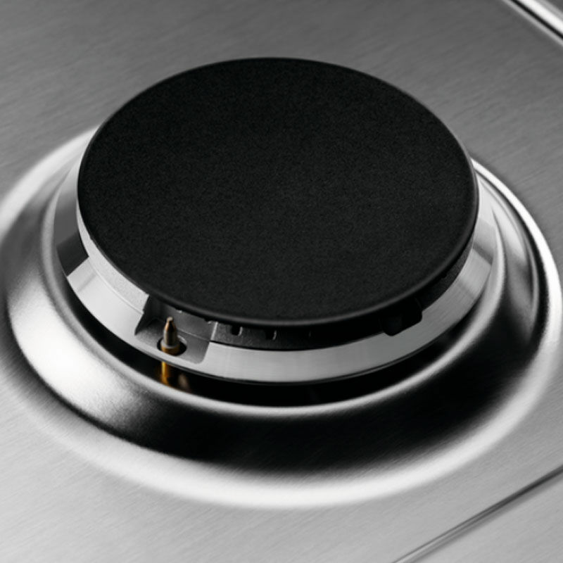 Encimera gas Electrolux KGS7536SX – 5 quemadores, Wok alta potencia, Acero inox antihuellas