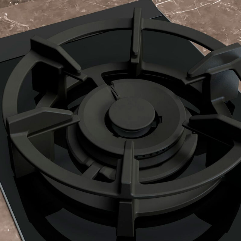 Placa Domino Gas Siemens ER3A6AI10 – Cristal negro, StepFlame 9 niveles, 30 cm