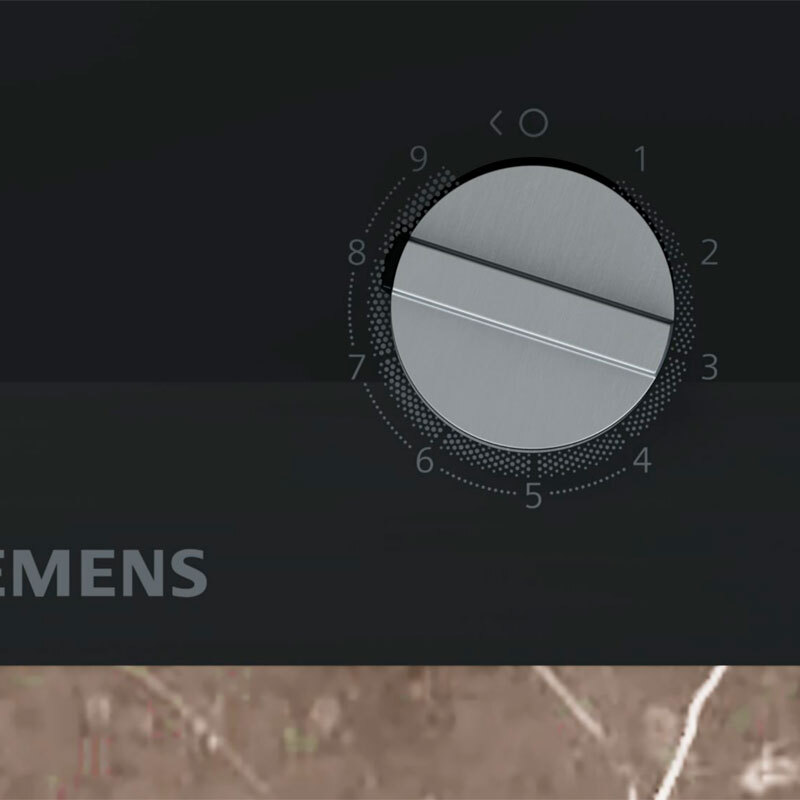 Placa Domino Gas Siemens ER3A6AI10 – Cristal negro, StepFlame 9 niveles, 30 cm