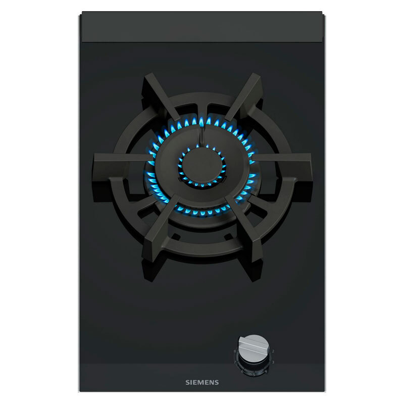 Placa Domino Gas Siemens ER3A6AI10 – Cristal negro, StepFlame 9 niveles, 30 cm
