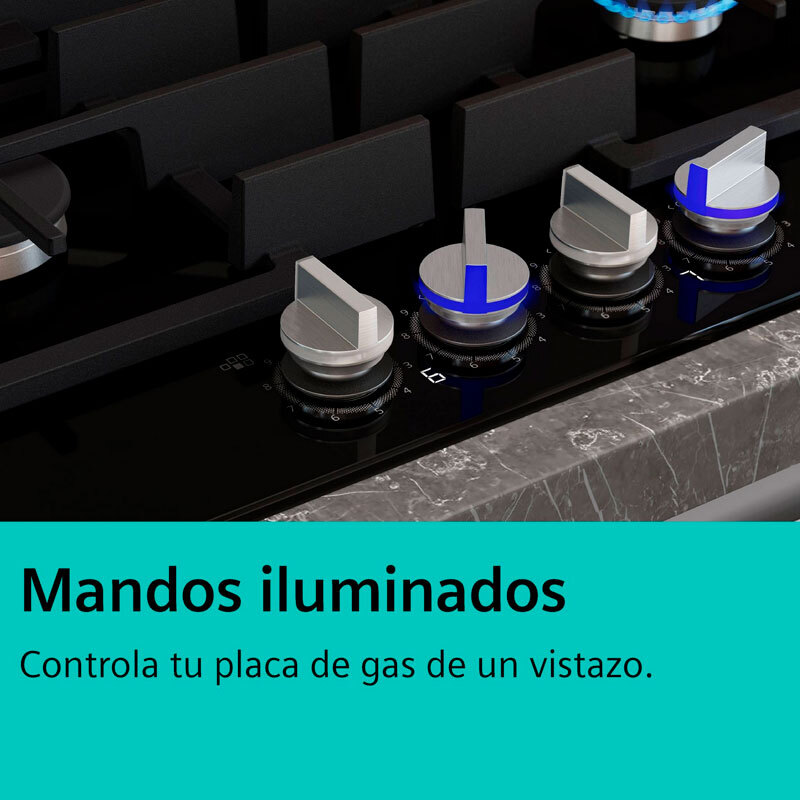 Placa de gas Siemens ER9A6SH40 – 90 cm, 5 quemadores, Wok alta potencia
