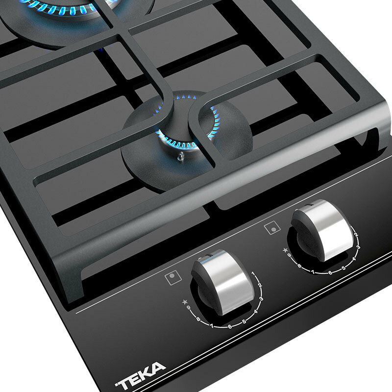 Placa de gas Teka GZC32300XBA – 30 cm, cristal negro, 2 quemadores SABAF