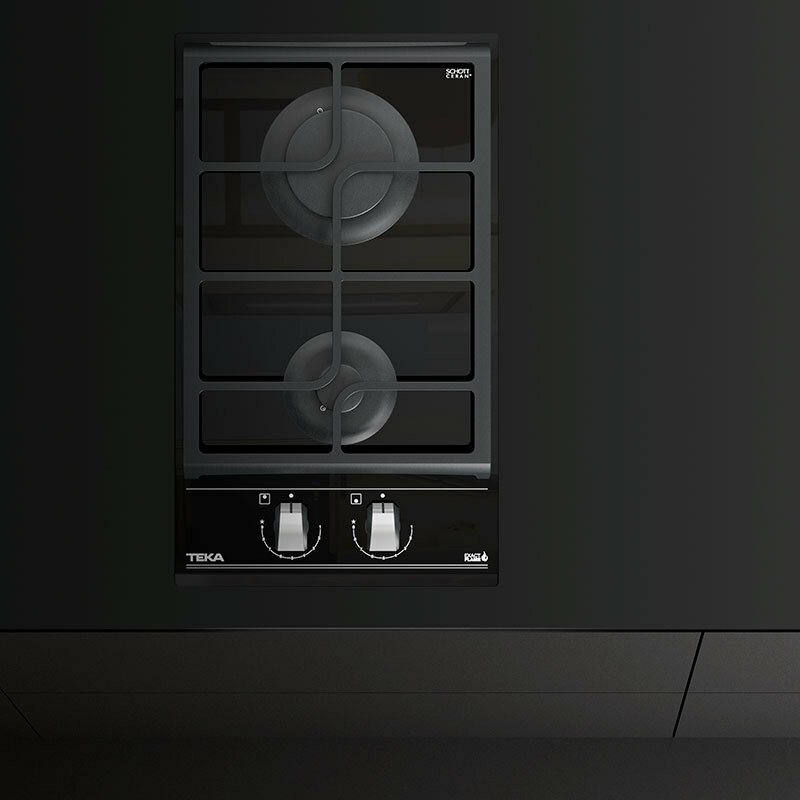 Placa de gas Teka GZC32300XBA – 30 cm, cristal negro, 2 quemadores SABAF