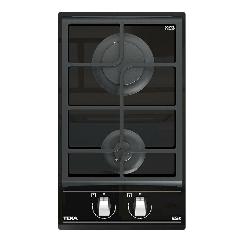 Placa de gas Teka GZC32300XBA – 30 cm, cristal negro, 2 quemadores SABAF
