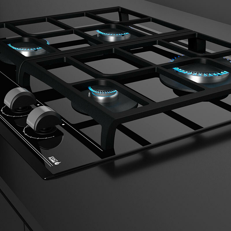Placa de gas sobre cristal Teka GZC64300XBA – 4 quemadores, ExactFlame 9 niveles, Seguridad Auto-Lock