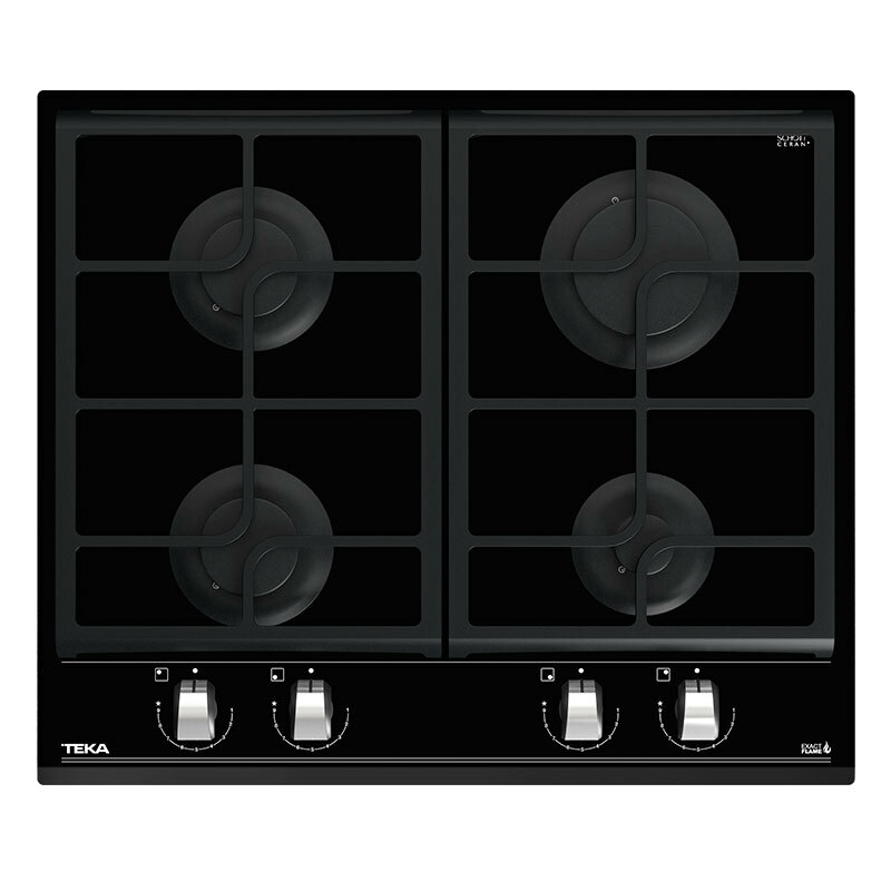 Placa de gas sobre cristal Teka GZC64300XBA – 4 quemadores, ExactFlame 9 niveles, Seguridad Auto-Lock