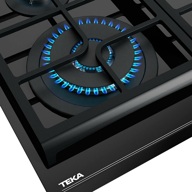 Placa de gas Teka GZC 64320 XB – Cristal templado, 4 quemadores, ExactFlame 9 niveles