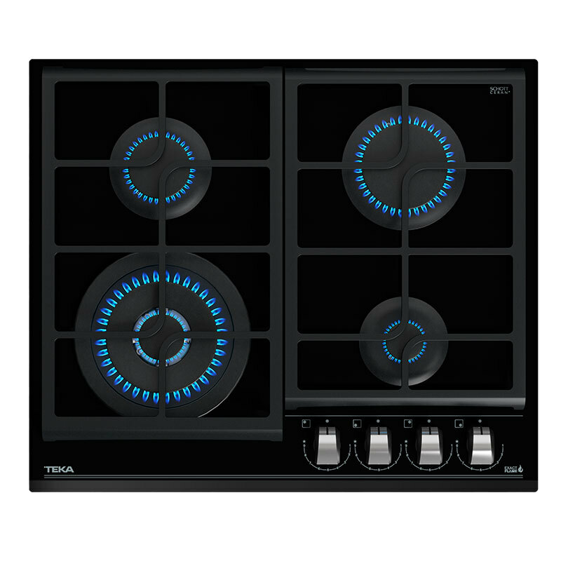 Placa de gas Teka GZC 64320 XB – Cristal templado, 4 quemadores, ExactFlame 9 niveles