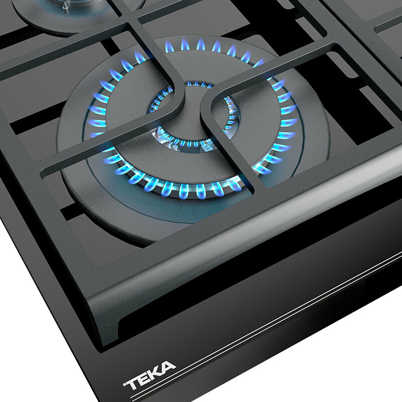 Placa de gas Teka GZC 64320 XB – Cristal templado, 4 quemadores, ExactFlame 9 niveles