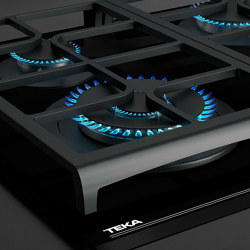 Placa de gas Teka GZC 64320 XB – Cristal templado, 4 quemadores, ExactFlame 9 niveles