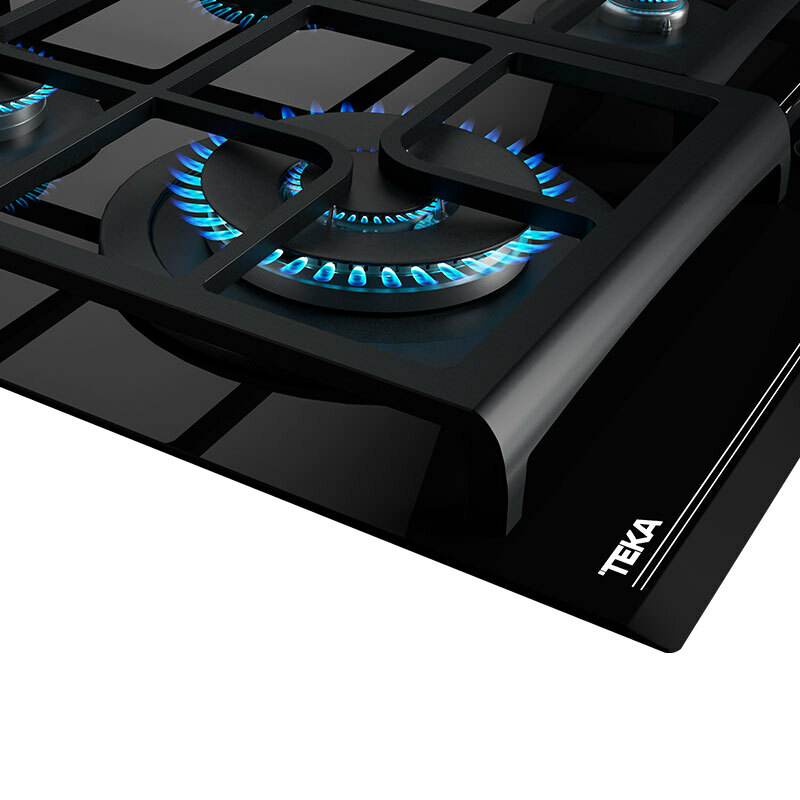 Placa de gas Teka GZC 64320 XB – Cristal templado, 4 quemadores, ExactFlame 9 niveles