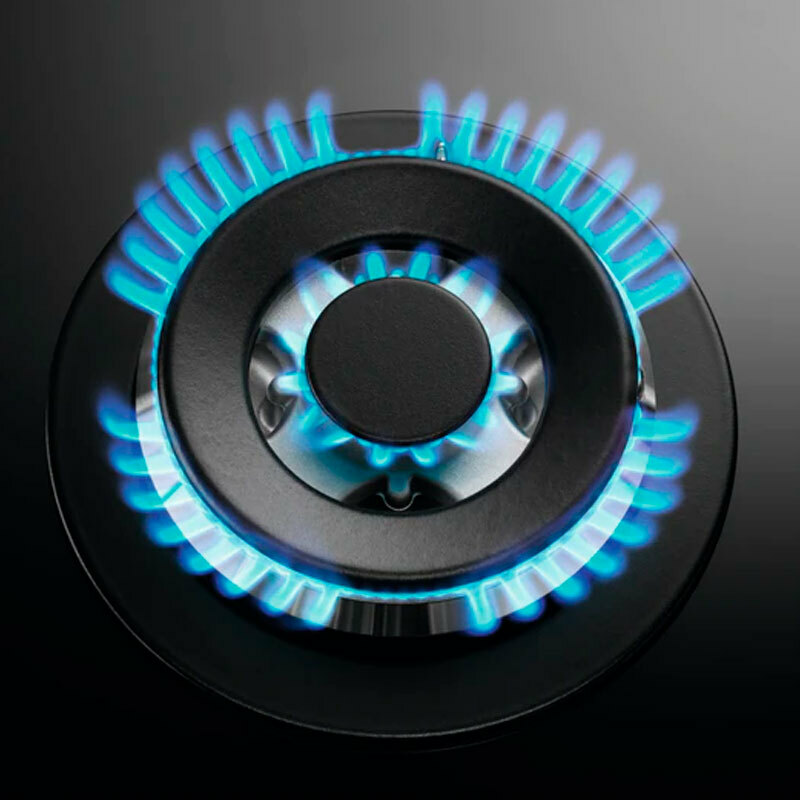 Placa de gas AEG HKB63320NB – Cristal negro, 3 quemadores (Wok), StepPower 9 niveles