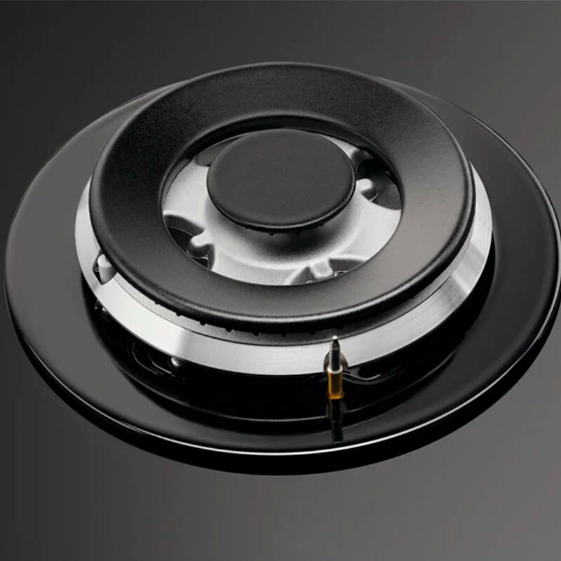 Placa de gas AEG HKB63320NB – Cristal negro, 3 quemadores (Wok), StepPower 9 niveles