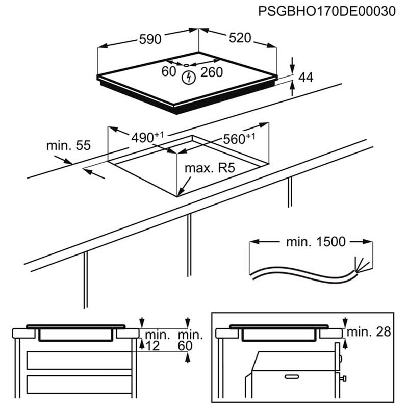 Placa de inducción Electrolux EIS62341 – 60 cm, SenseBoil, Zona flexible