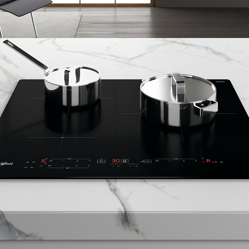 Placa de inducción Whirlpool WSB7560NE – 7.200 W, zona 28 cm, control táctil