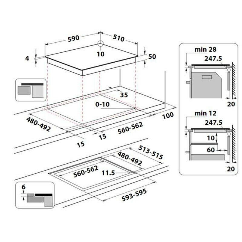 Placa de inducción Whirlpool WSB7560NE – 7.200 W, zona 28 cm, control táctil