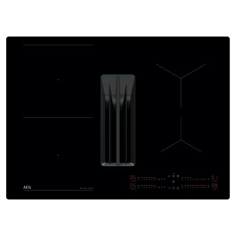 Placa de inducción AEG TCH74B01FB – 4 zonas Bridge, campana extractora integrada, PowerBoost
