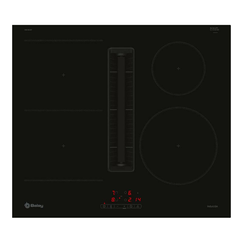 Placa de inducción Balay 3EBC963ER – Extractor integrado, 4 zonas Flex, Función Sprint