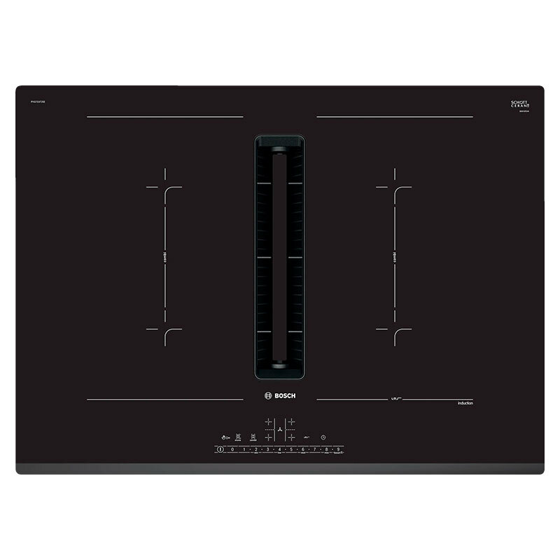 Placa de inducción Bosch PVQ731H26E – 70 cm, extractor integrado, 4 zonas Combi