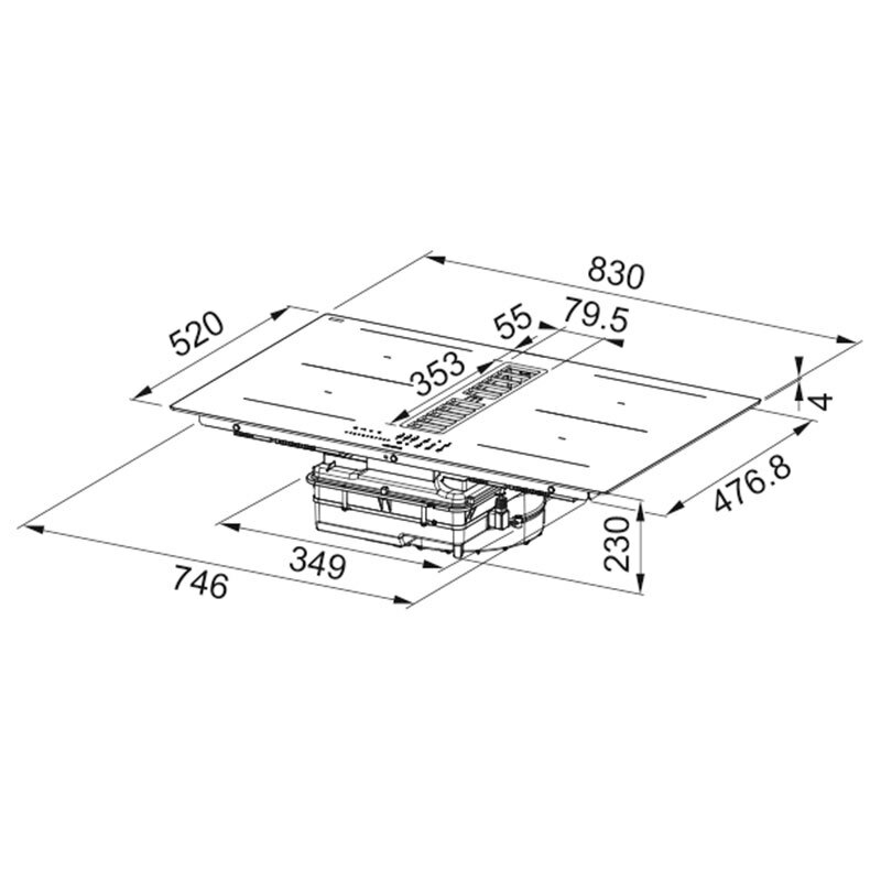 Placa de inducción con extractor integrado Mepamsa INDU MAX X 83 – Flex inducción, 630 m³/h, A+