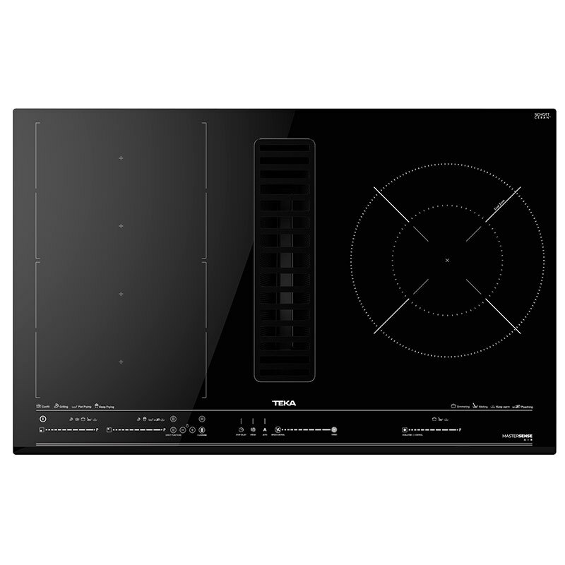 Placa con extractor integrado Teka AFC 87628 MST BK – 4 zonas Flex + paellera 28 cm, Cristal negro, Control táctil MultiSlider