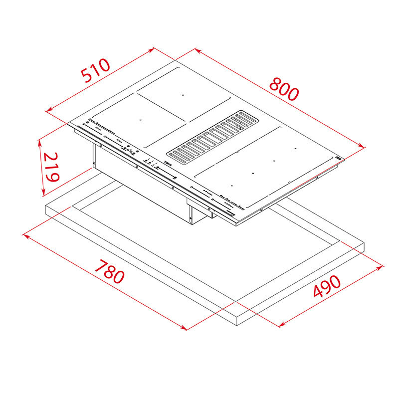 Placa de inducción Teka AFF87601MST – 6 zonas Flex, Campana integrada, Control Multislider